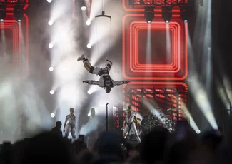 Robbie Williams am 26. Juli im Olympiastadion mit insgesamt 65.000 Besucher:innen