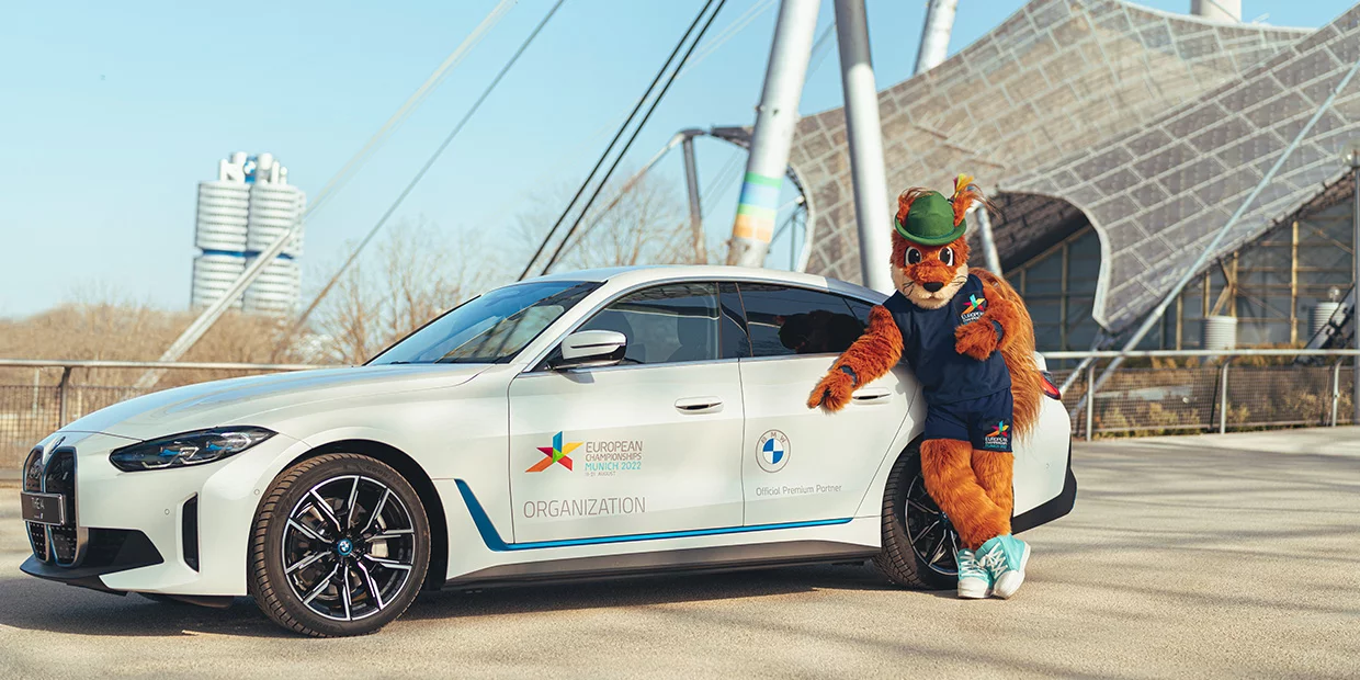 Griaß di Gfreidi – European Championships Munich 2022 präsentieren Maskottchen und Premium-Partner BMW